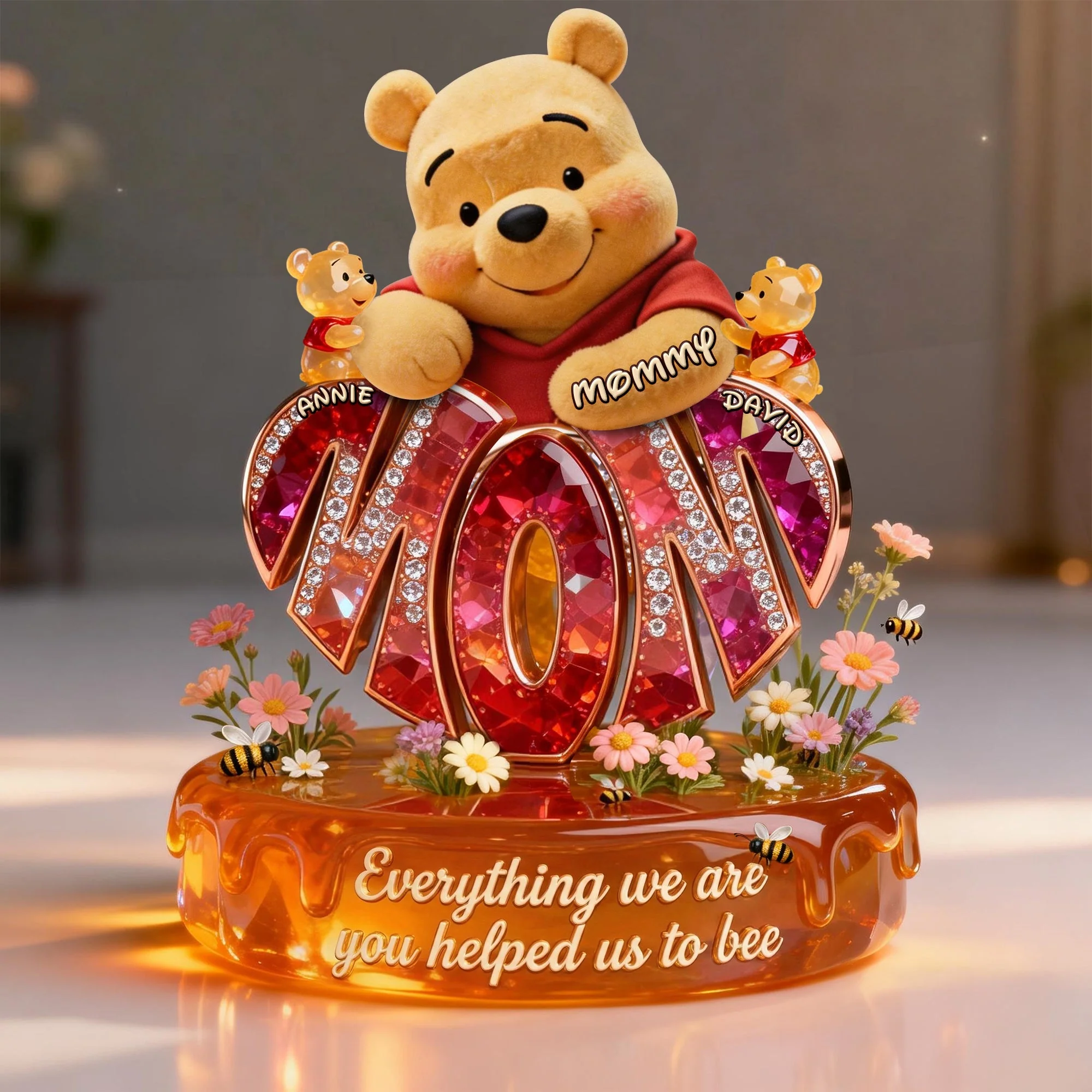DSNY Honey Bear Best Mom Ever - Personalized Acrylic Plaque - Gift For Mom, Movie Fans NL122