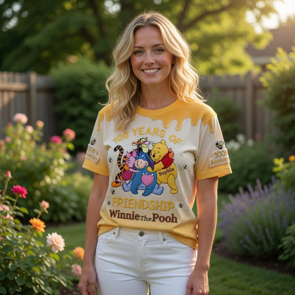 DSNY Honey Bear Celebrate 100 Years Of Friendship - Personalized All Over Shirt - Anniversary Gift For Movie Fans - Image 2