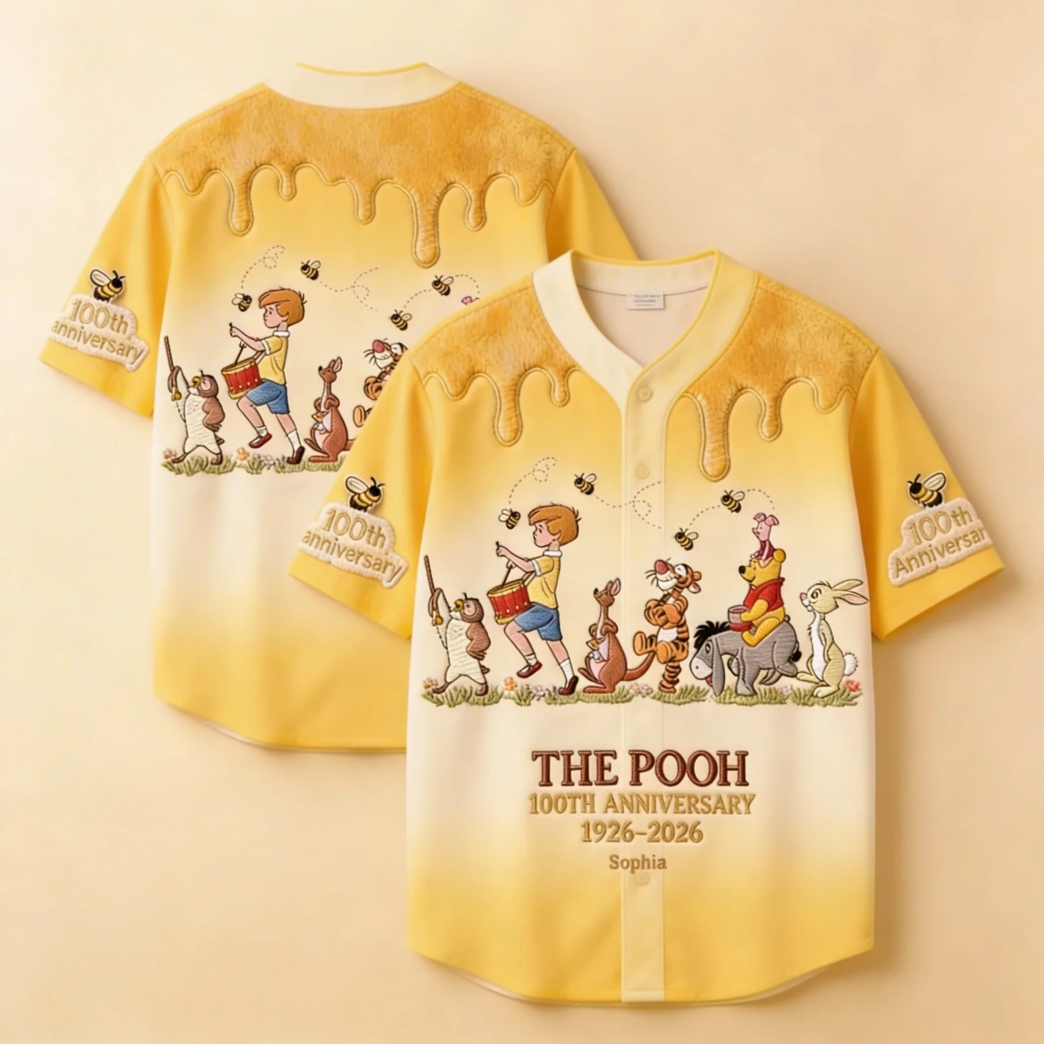 DSNY Honey Bear Celebrate 100 Years Of Friendship - Personalized Baseball Jersey - Anniversary Gift For Movie Fans NL122