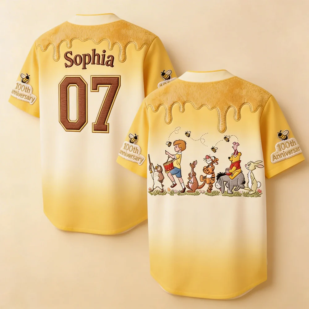 DSNY Honey Bear Celebrate 100 Years Of Friendship - Personalized Baseball Jersey - Anniversary Gift For Movie Fans NL122 - Image 5
