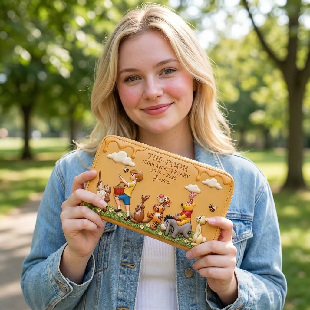 DSNY Honey Bear Celebrate 100 Years Of Friendship - Personalized Leather Long Wallet - Anniversary Gift For Movie Fans NL122 - Image 6