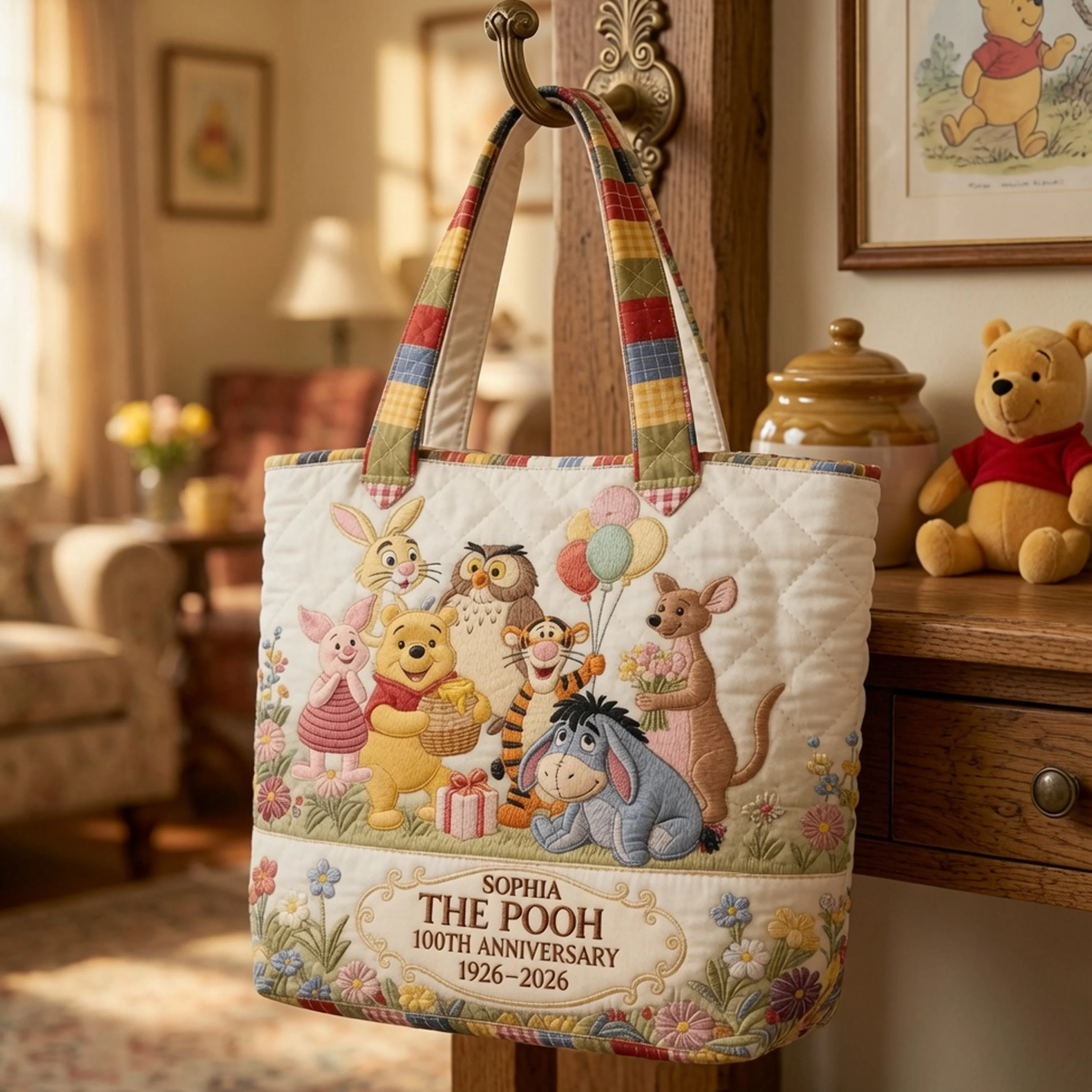 DSNY Honey Bear Celebrate 100 Years Of Friendship - Personalized Quilted Tote Bag - Anniversary Gift For Movie Fans NL122 - Image 3