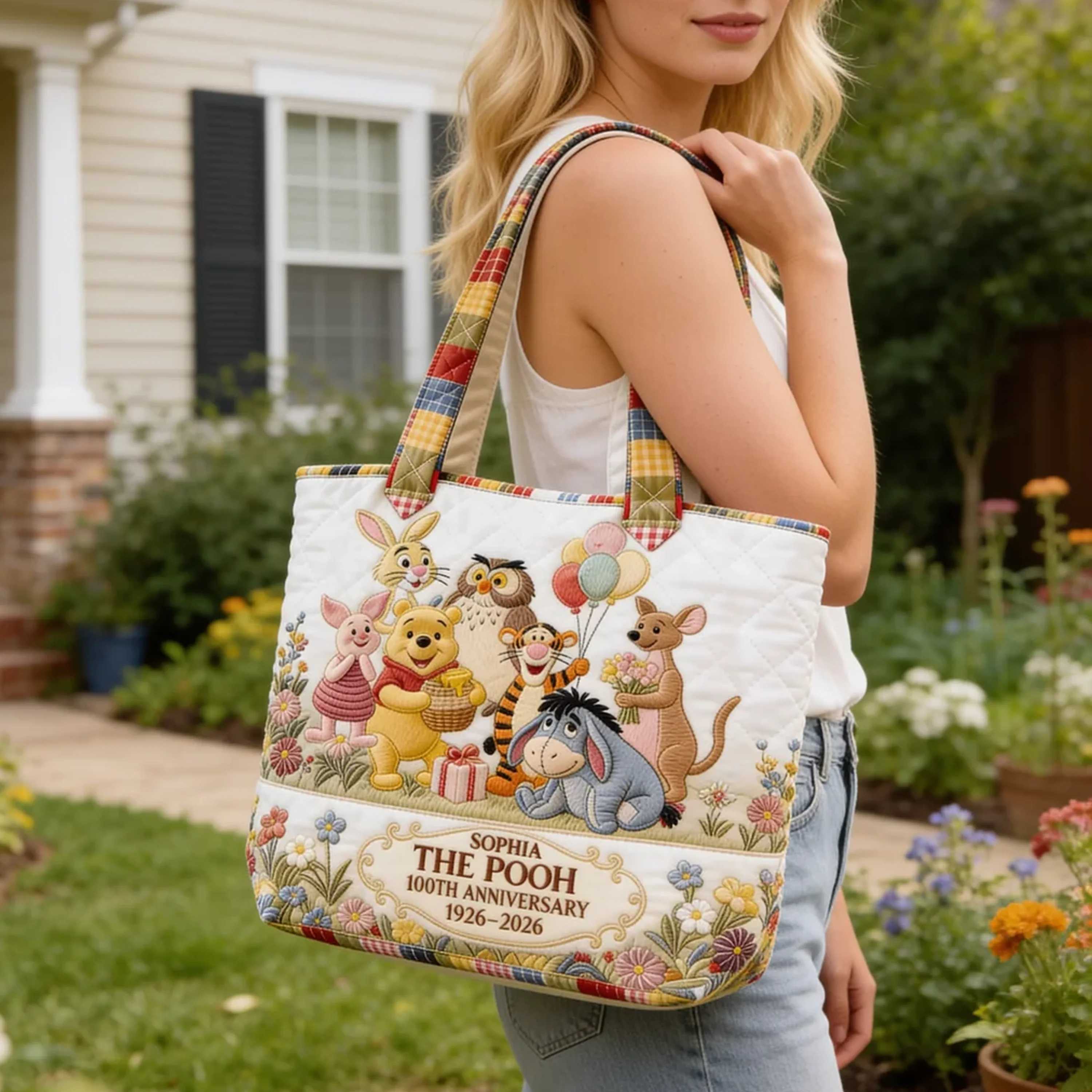 DSNY Honey Bear Celebrate 100 Years Of Friendship - Personalized Quilted Tote Bag - Anniversary Gift For Movie Fans NL122 - Image 4