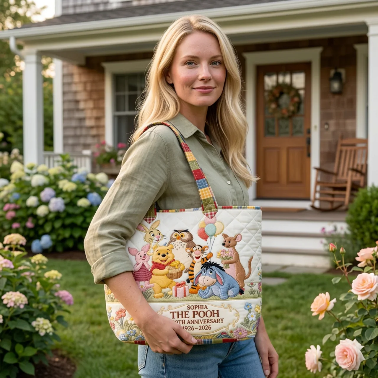 DSNY Honey Bear Celebrate 100 Years Of Friendship - Personalized Quilted Tote Bag - Anniversary Gift For Movie Fans NL122 - Image 5