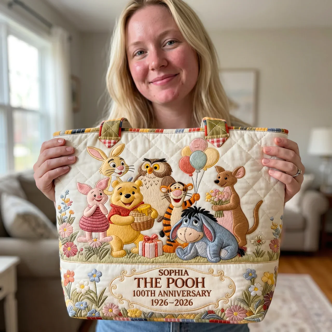 DSNY Honey Bear Celebrate 100 Years Of Friendship - Personalized Quilted Tote Bag - Anniversary Gift For Movie Fans NL122 - Image 6