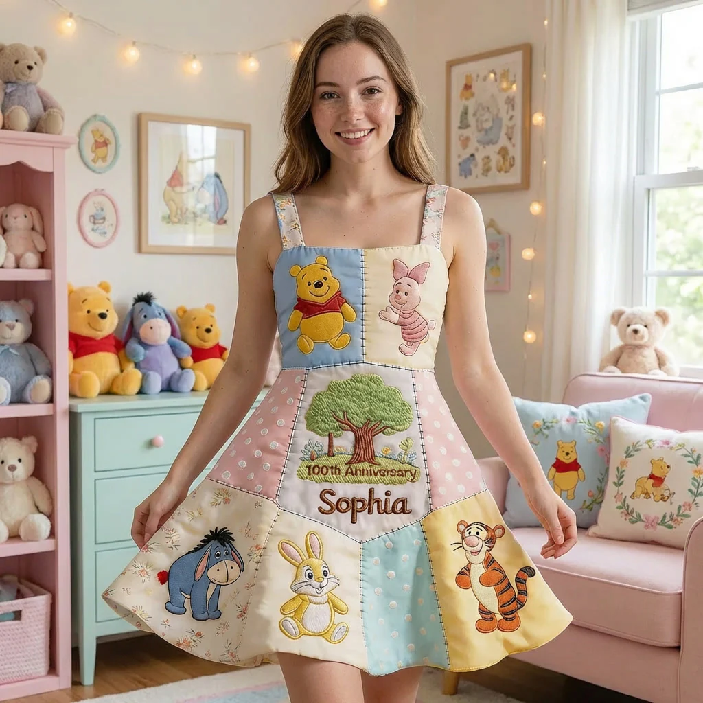 DSNY Honey Bear Celebrate 100 Years Of Friendship - Personalized Skater Dress - Anniversary Gift For Movie Fans NL122 - Image 2