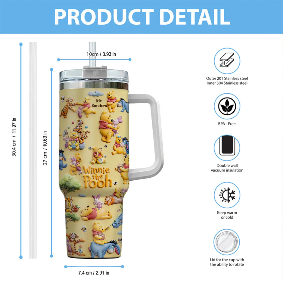 DSNY Honey Bear Celebrate 100 Years Of Friendship - Personalized Tumbler With Handle - Gift For Movie Fans NL122 - Image 7