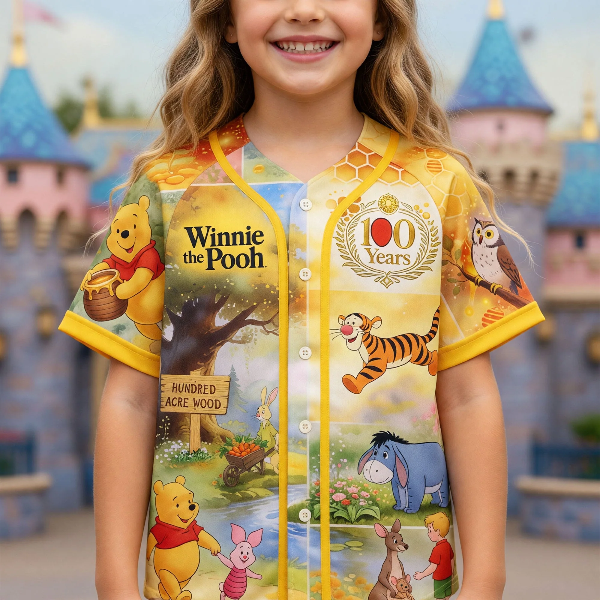 DSNY Honey Bear Celebrate 100th Anniversary Of Friendship - Personalized Baseball Jersey For Adult, Kid - Image 2