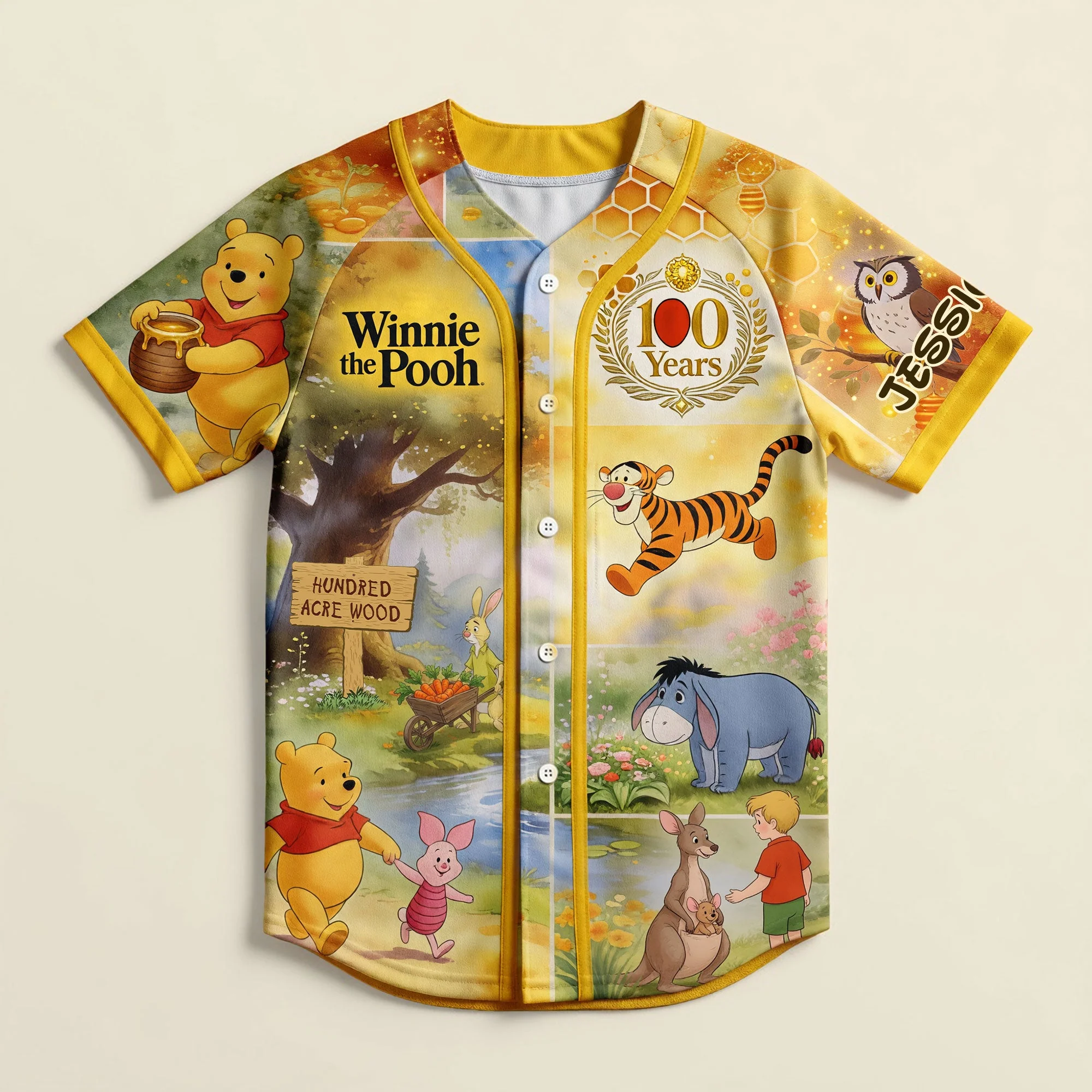 DSNY Honey Bear Celebrate 100th Anniversary Of Friendship - Personalized Baseball Jersey For Adult, Kid - Image 3