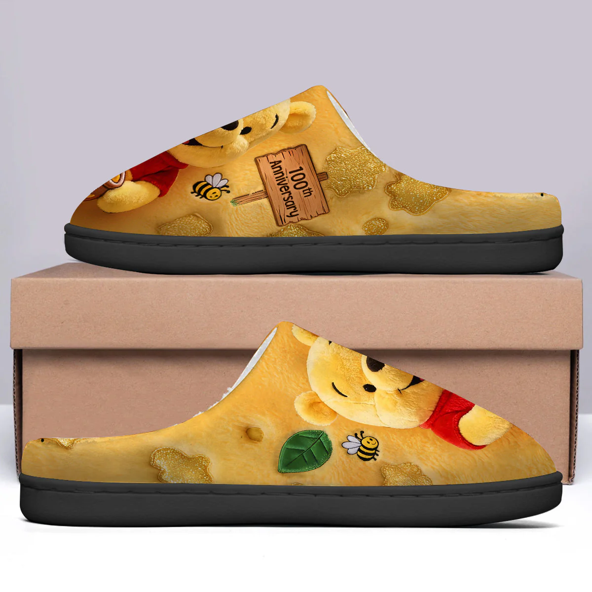 DSNY Honey Bear Celebrate 100th Anniversary - Personalized Slippers - Gift For Couples, Movie Fans NL122 - Image 6