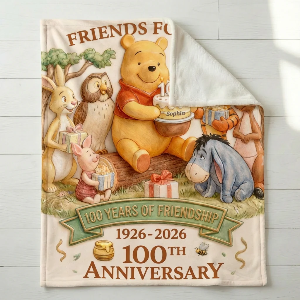 DSNY Honey Bear Celebrate 100th Years Of Friends Forever - Personalized Blanket - Gift For Movie Fans NL122 - Image 4