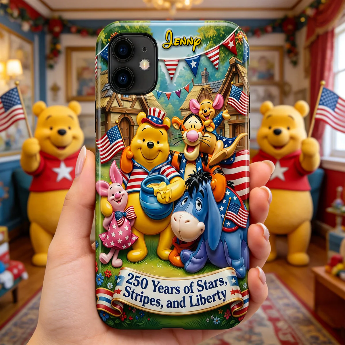 DSNY Honey Bear Celebrate 250 Years Of America - Personalized Phone Case - Gift For Movie Fans, Patriots NL122 - Image 2