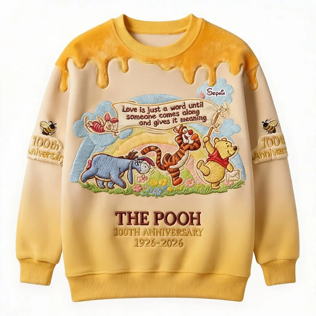 DSNY Honey Bear Celebrate Our 100th Anniversary Love Is Just A Word - Personalized All Over Shirt - Gift For Movie Fans HH01 - Image 3