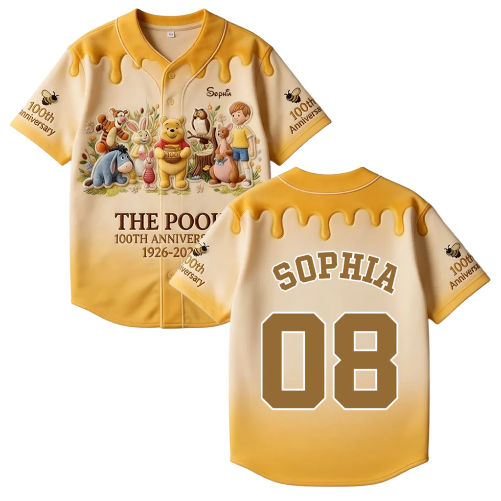 DSNY Honey Bear Celebrate Our 100th Anniversary - Personalized Baseball Jersey For Adult, Kid, Toddler - Gift For Movie Fans HH01 - Image 4