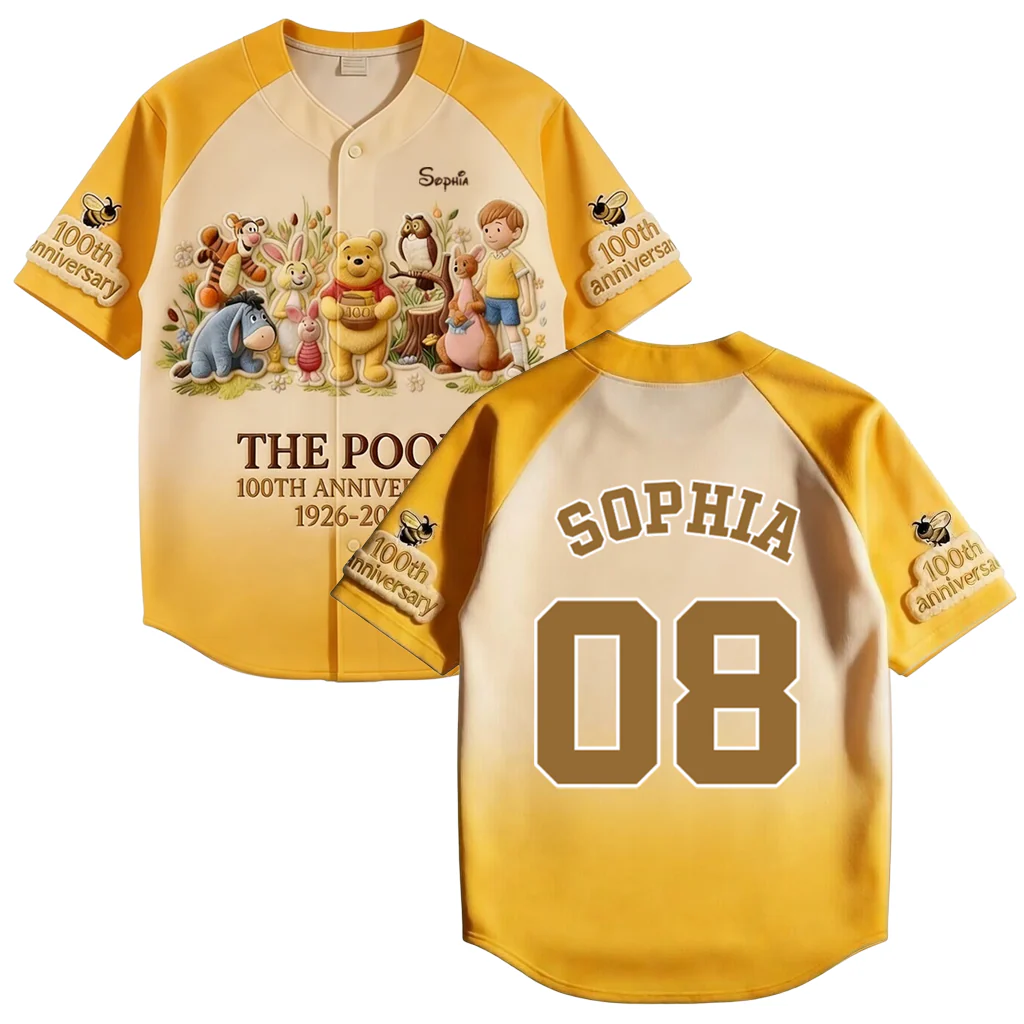 DSNY Honey Bear Celebrate Our 100th Anniversary - Personalized Baseball Jersey For Adult, Kid, Toddler - Gift For Movie Fans HH01 - Image 6