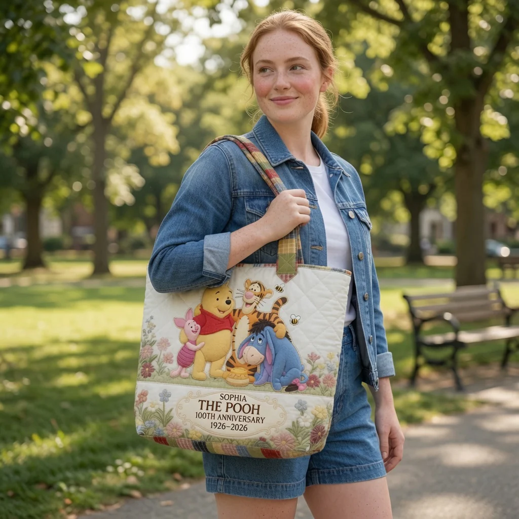 DSNY Honey Bear Celebrate Our 100th Anniversary - Personalized Quilted Tote Bag - Gift For Movie Fans HH01 - Image 3