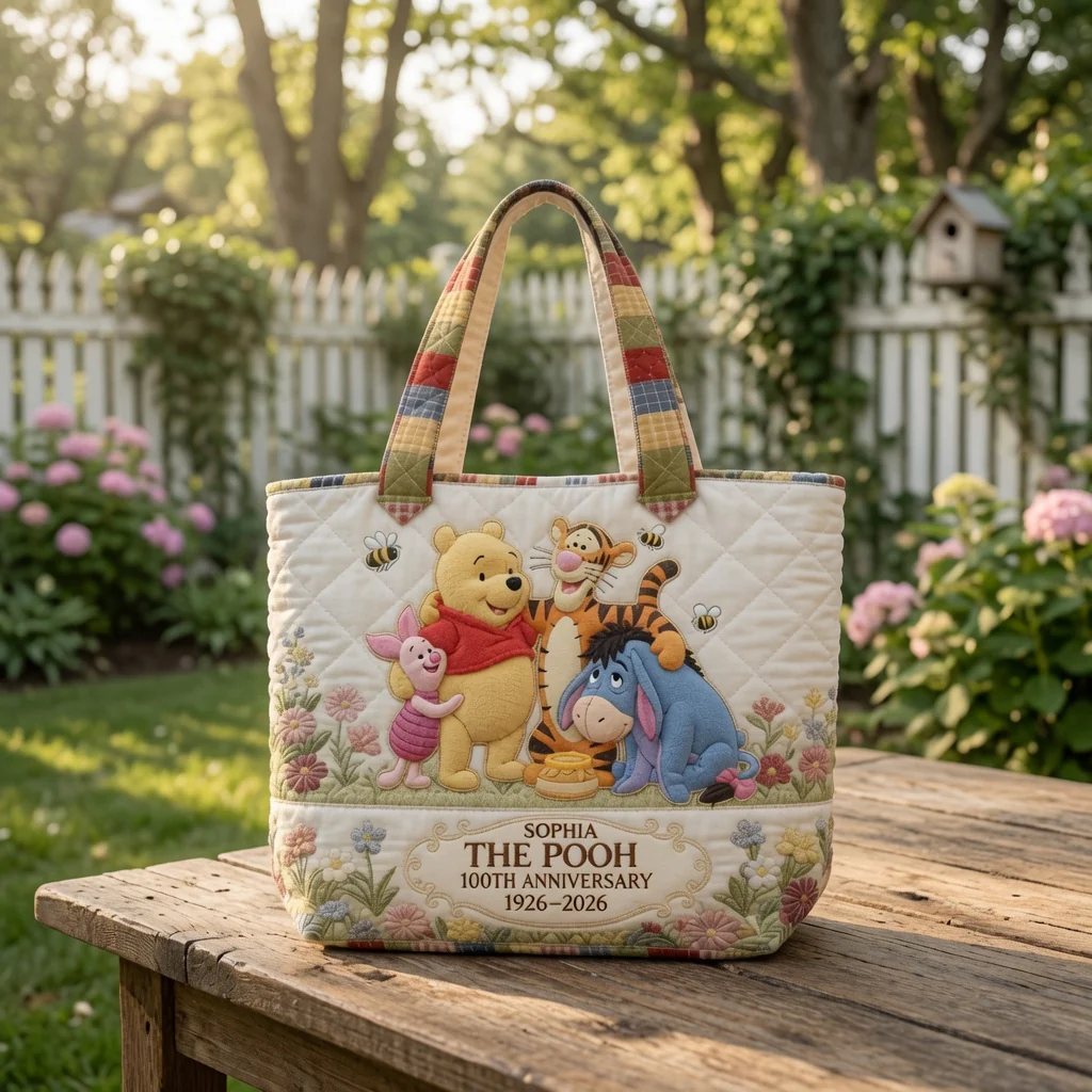 DSNY Honey Bear Celebrate Our 100th Anniversary - Personalized Quilted Tote Bag - Gift For Movie Fans HH01 - Image 4