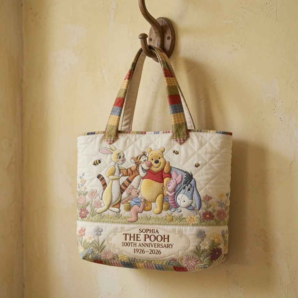 DSNY Honey Bear Celebrate Our 100th Anniversary - Personalized Quilted Tote Bag  - Gift For Movie Fans HH01 - Image 3