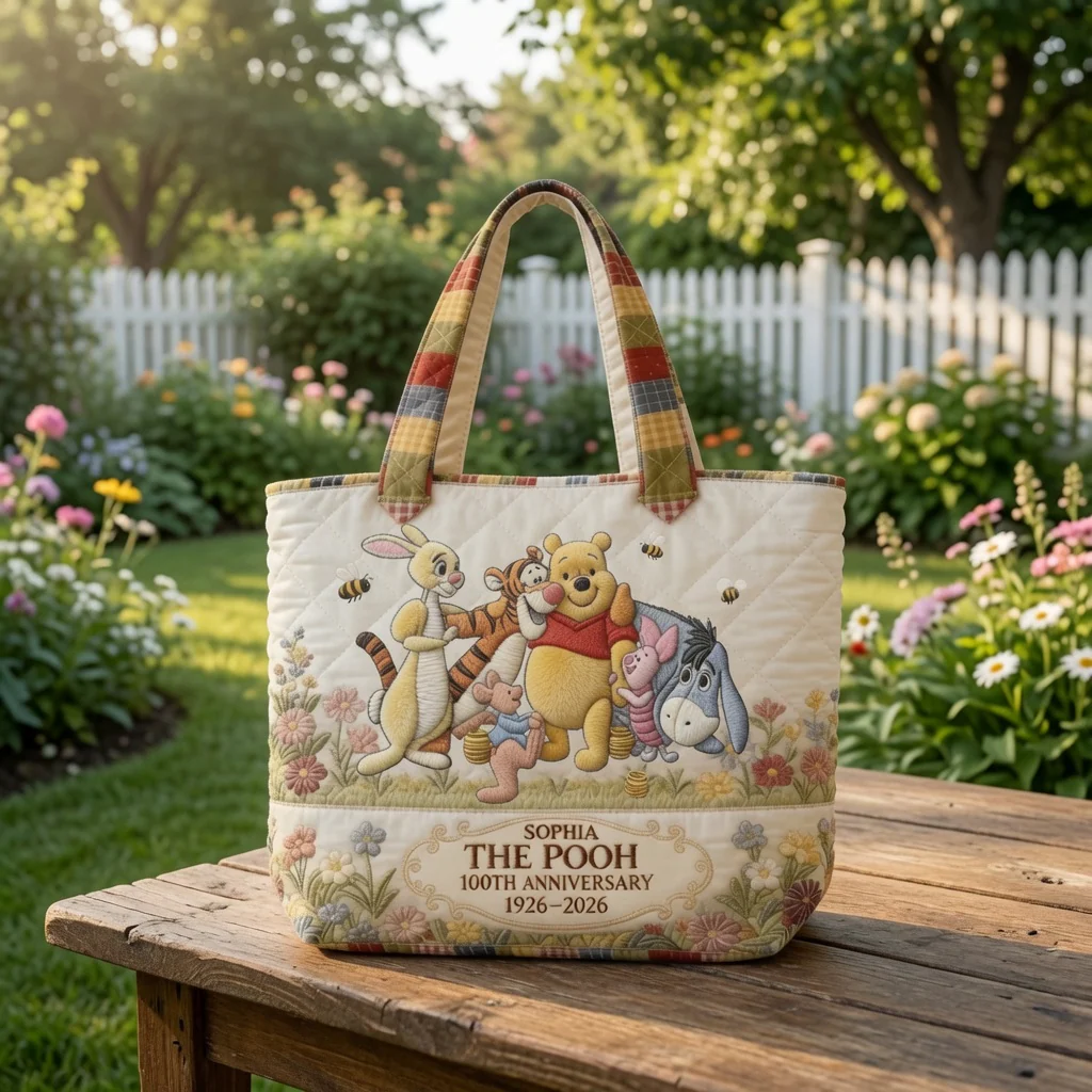 DSNY Honey Bear Celebrate Our 100th Anniversary - Personalized Quilted Tote Bag  - Gift For Movie Fans HH01 - Image 4
