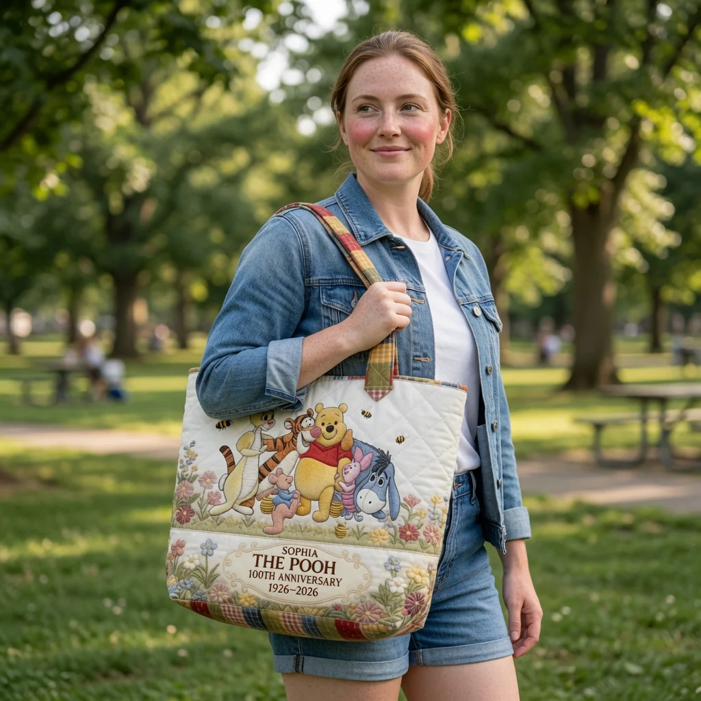 DSNY Honey Bear Celebrate Our 100th Anniversary - Personalized Quilted Tote Bag  - Gift For Movie Fans HH01 - Image 5