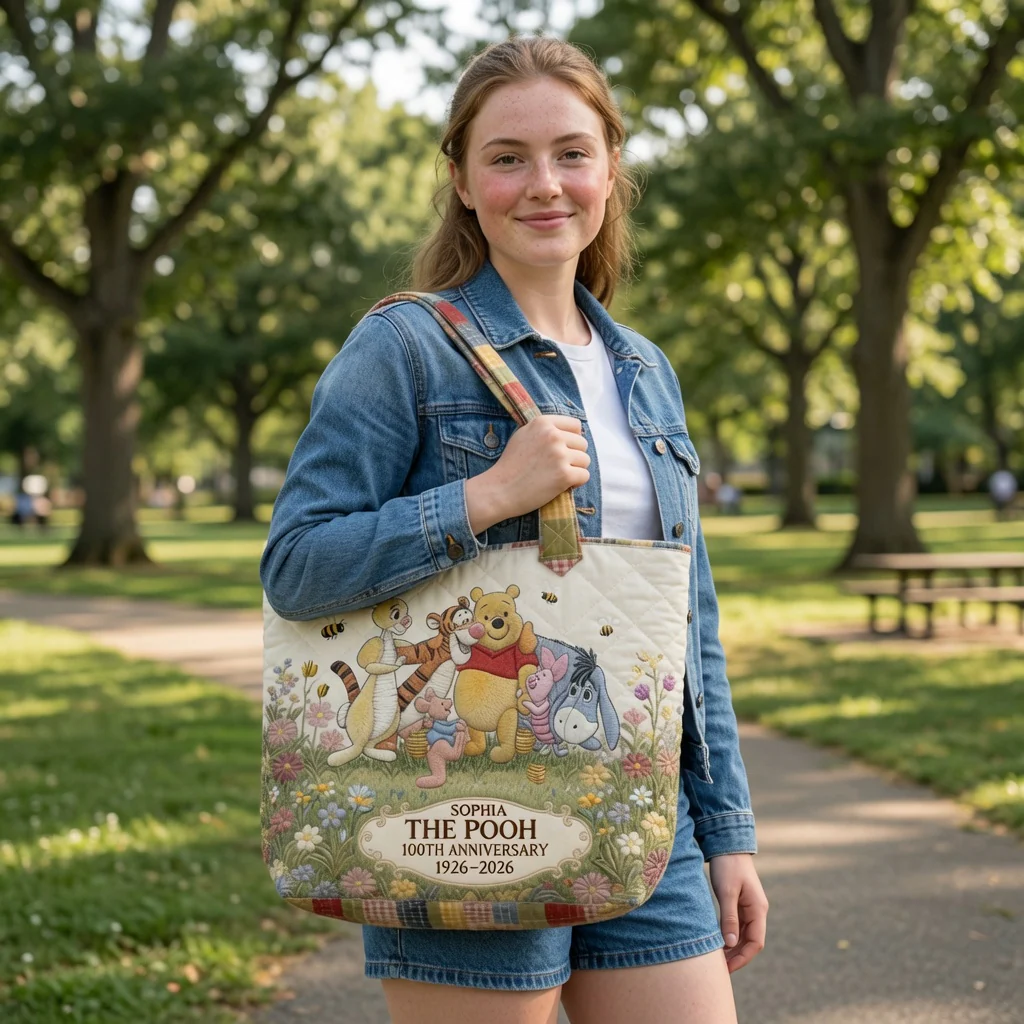 DSNY Honey Bear Celebrate Our 100th Anniversary - Personalized Quilted Tote Bag  - Gift For Movie Fans HH01 - Image 6