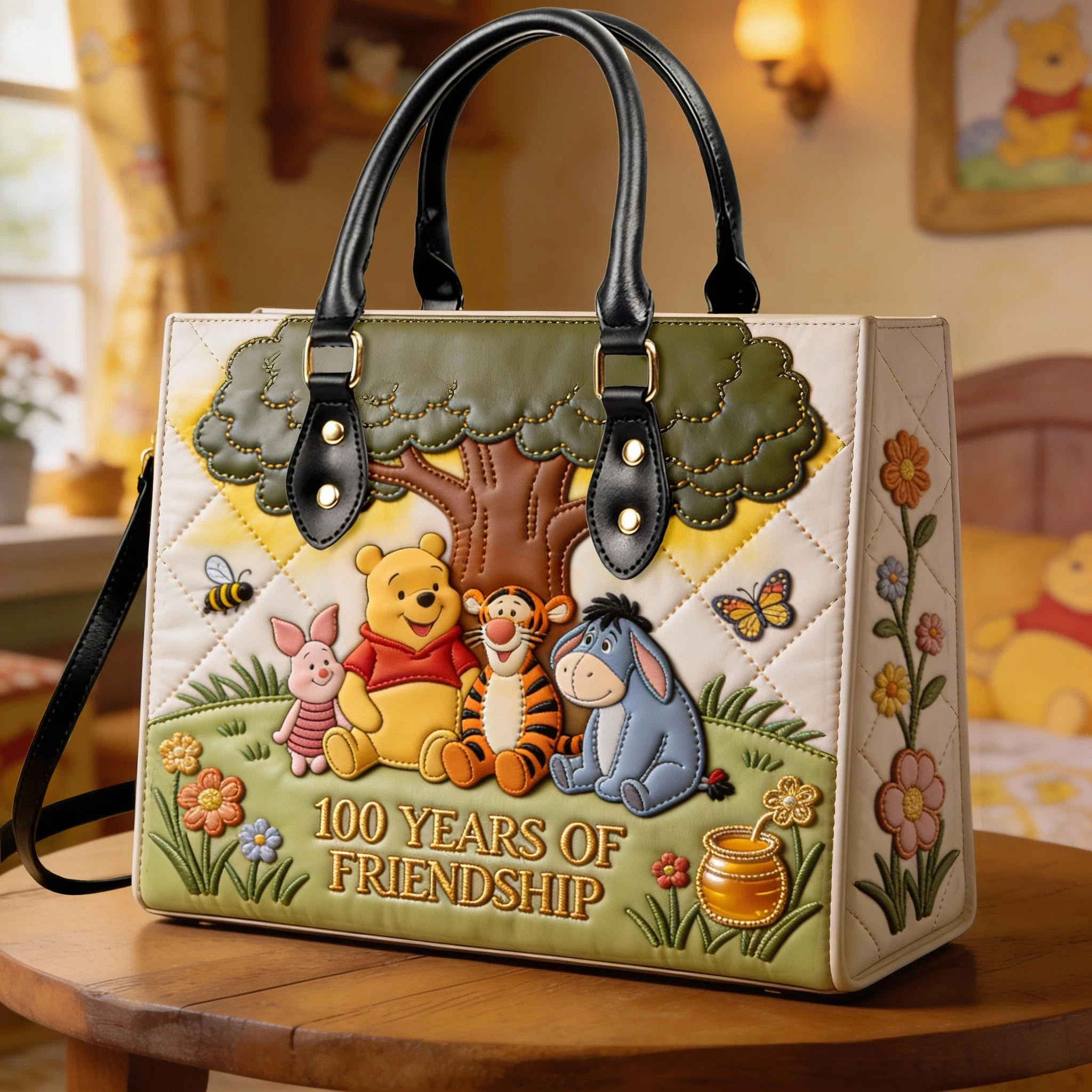 DSNY Honey Bear Celebrating 100 Years Of Friendship - Personalized Leather Bag - Anniversary Gift For Her, Movie Fans NL122