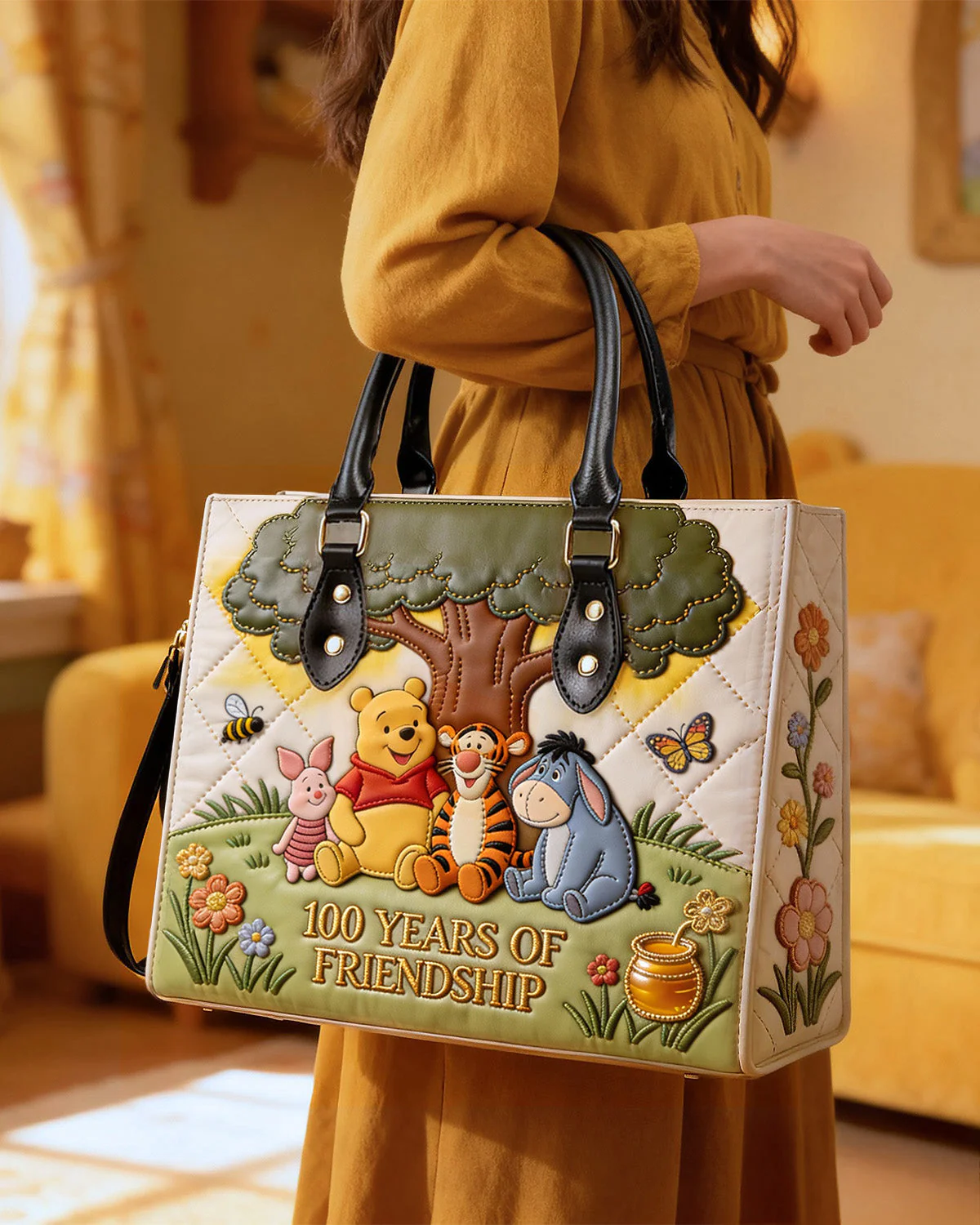 DSNY Honey Bear Celebrating 100 Years Of Friendship - Personalized Leather Bag - Anniversary Gift For Her, Movie Fans NL122 - Image 4