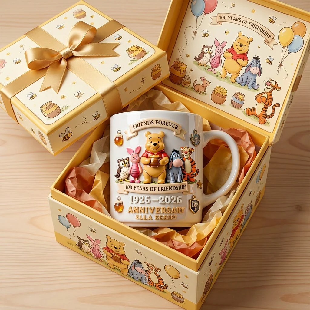 DSNY Honey Bear Celebrate 100 Years Of Friendship - Personalized Ceramic Mug - Anniversary Gift For Movie Fans NL122 - Image 4