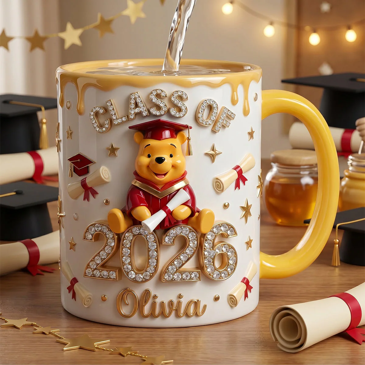 DSNY Honey Bear Congrats Graduation - Personalized Accent Mug - Gift For Graduates