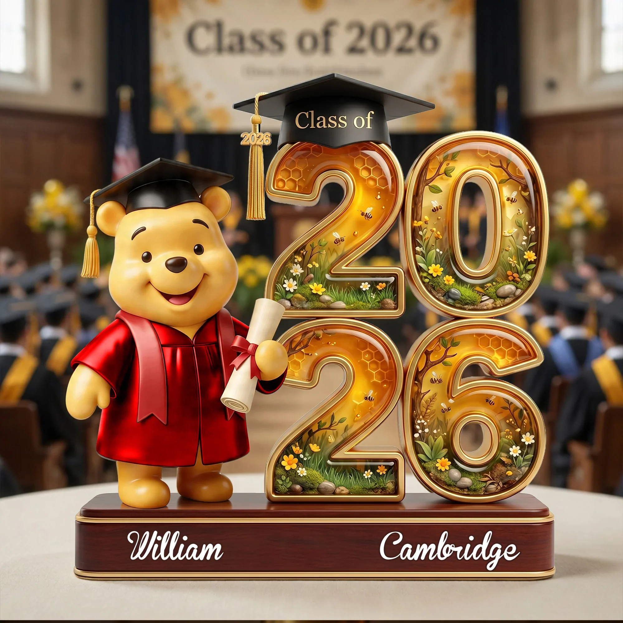 DSNY Honey Bear Congratulate - Personalized Acrylic Plaque - Gift For Graduation, Movie Fans