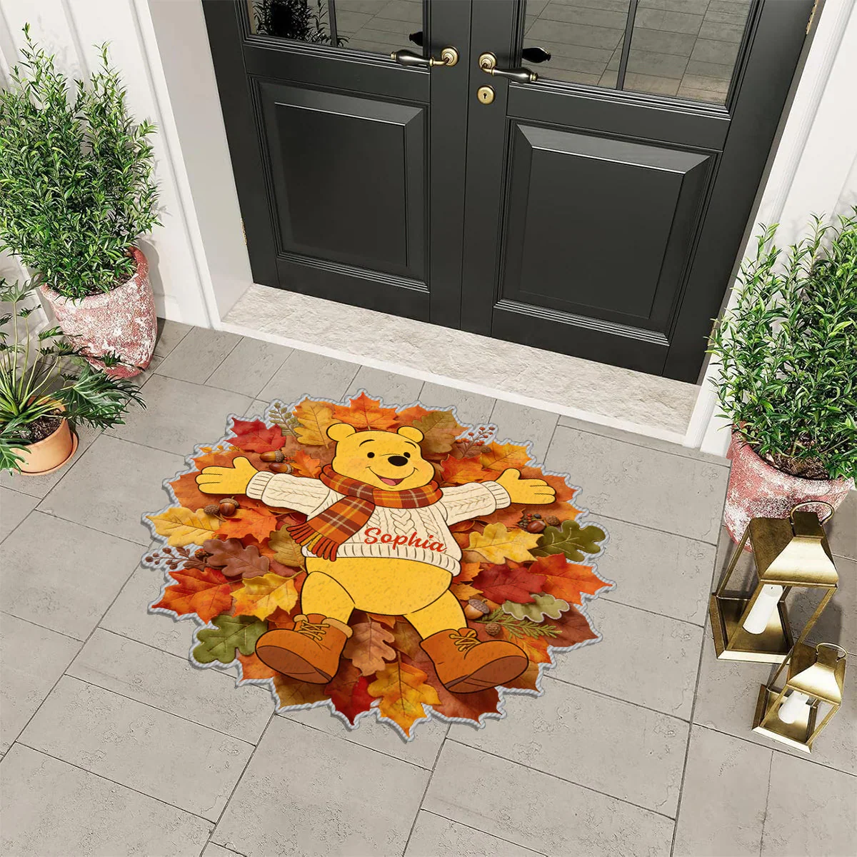 DSNY Honey Bear Fall Vibes - Personalized Custom Shaped Doormat - Gift For Movie Fans - Image 6
