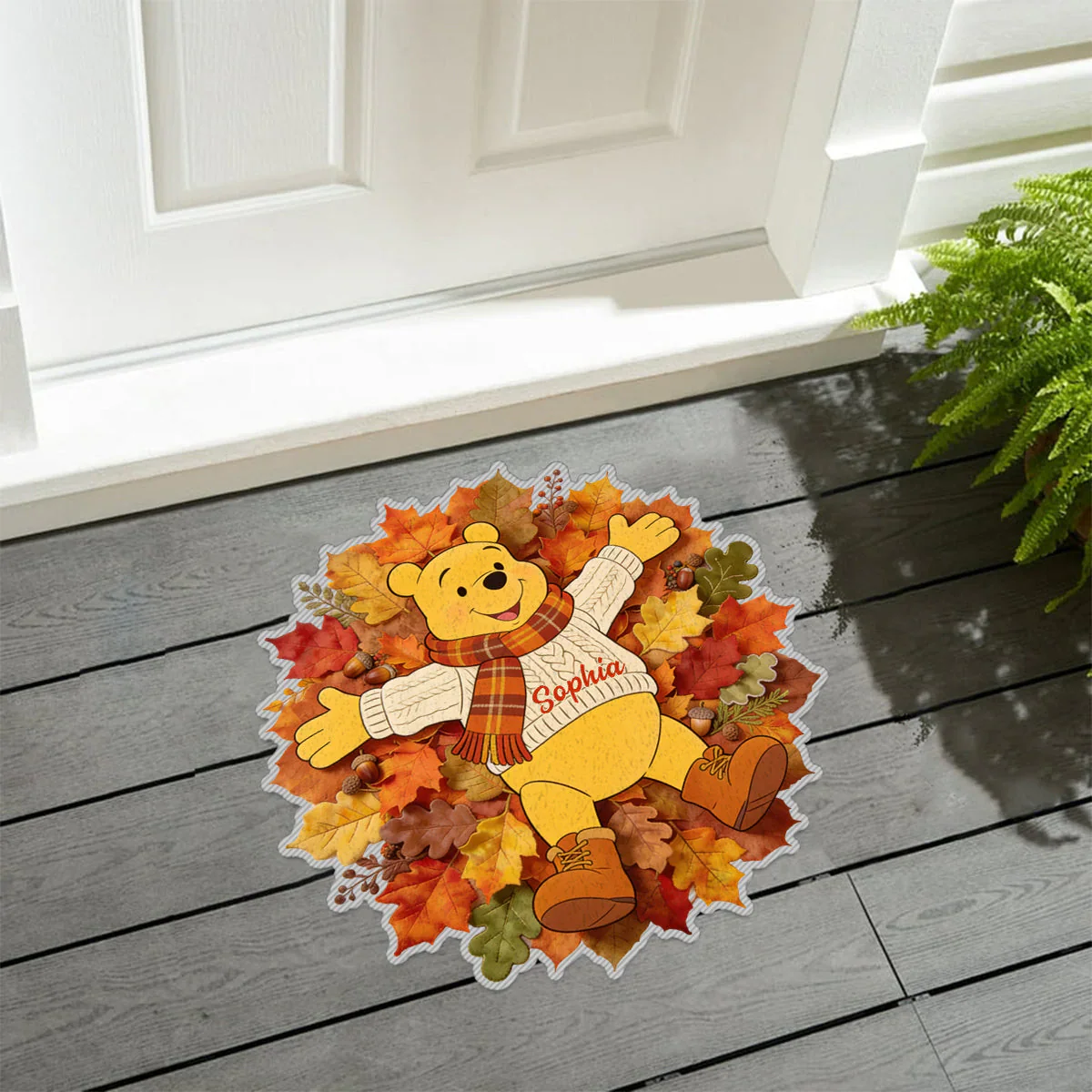 DSNY Honey Bear Fall Vibes - Personalized Custom Shaped Doormat - Gift For Movie Fans - Image 7