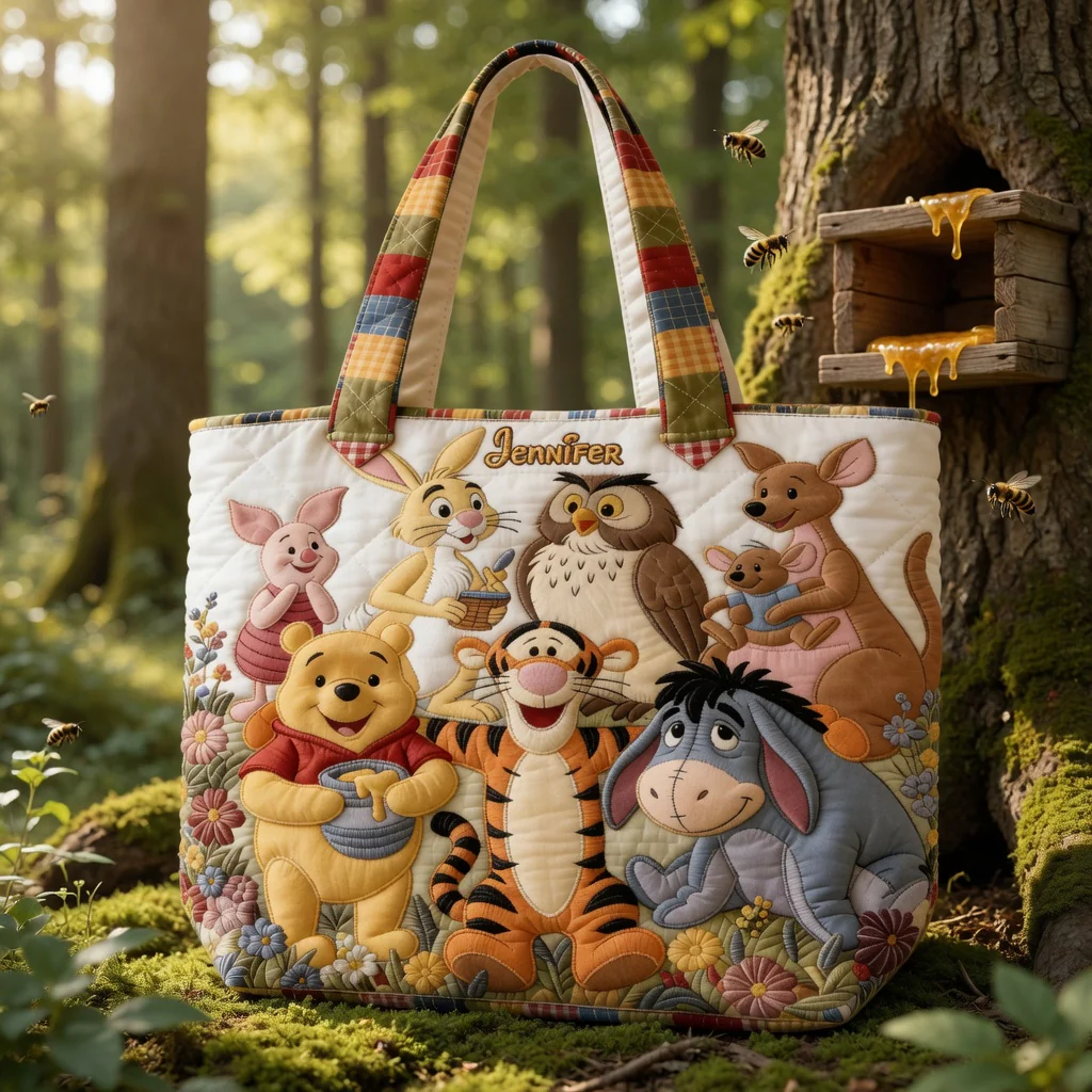 DSNY Honey Bear Friends - Personalized Quilted Tote Bag - Gift For Movie Fans NL122 - Image 3