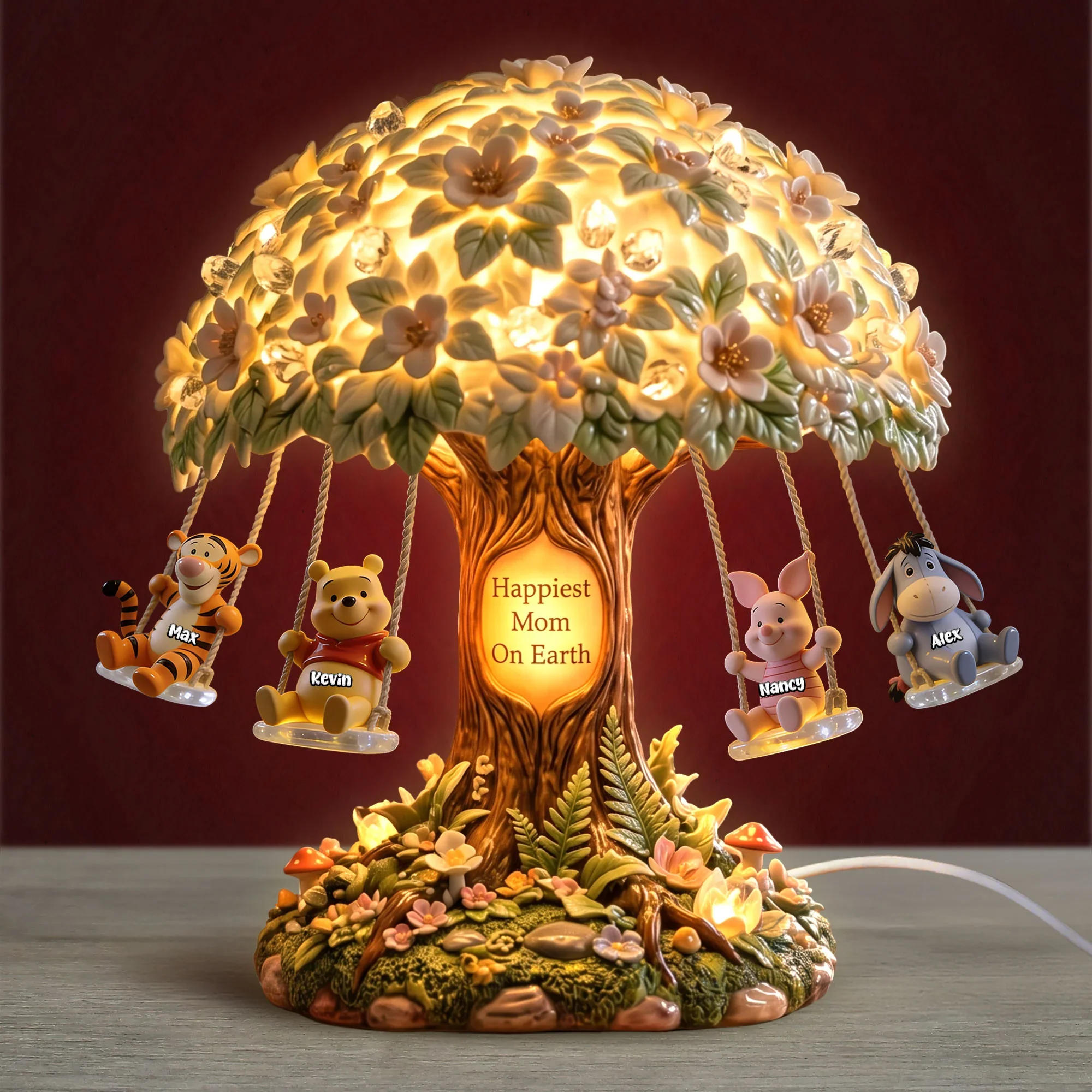 DSNY Honey Bear Happiest Mom On Earth - Personalized Acrylic Light Box - Gift For Mother's Day - Image 2