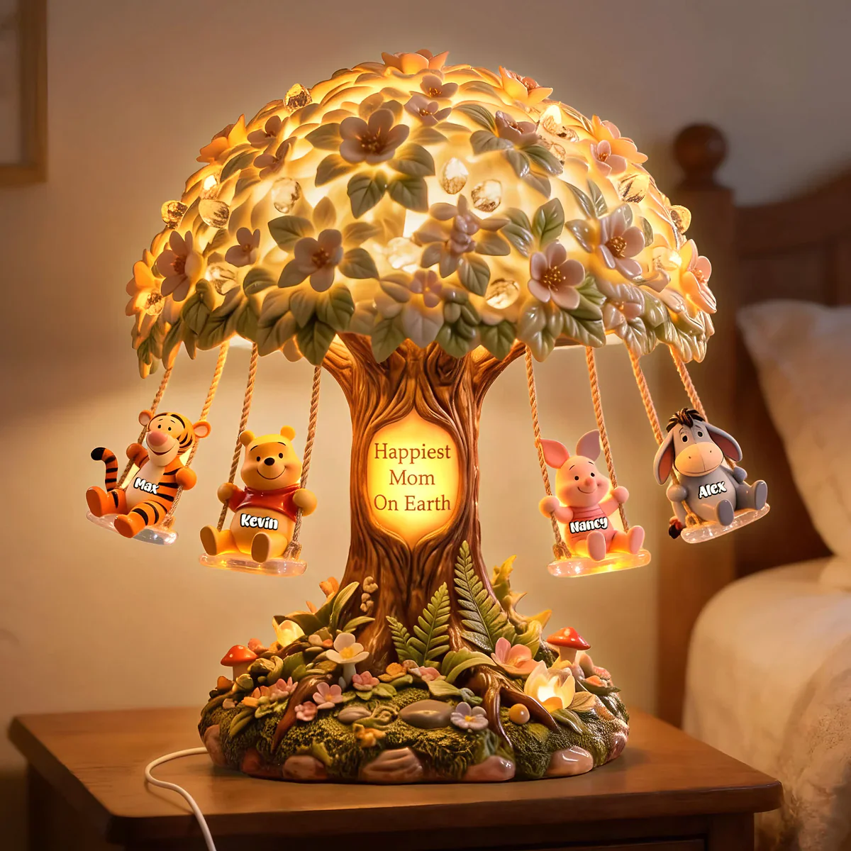 DSNY Honey Bear Happiest Mom On Earth - Personalized Acrylic Light Box - Gift For Mother's Day - Image 3