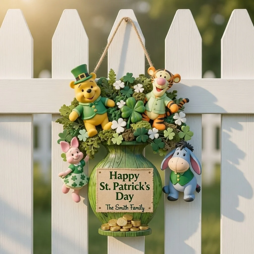 DSNY Honey Bear Happy St. Patrick's Day - Personalized Wood Sign - Gift For Family, Fan Movies HH01 - Image 2