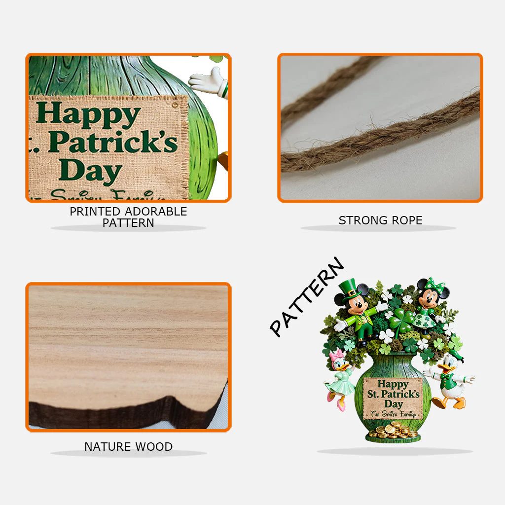 DSNY Honey Bear Happy St. Patrick's Day - Personalized Wood Sign - Gift For Family, Fan Movies HH01 - Image 4