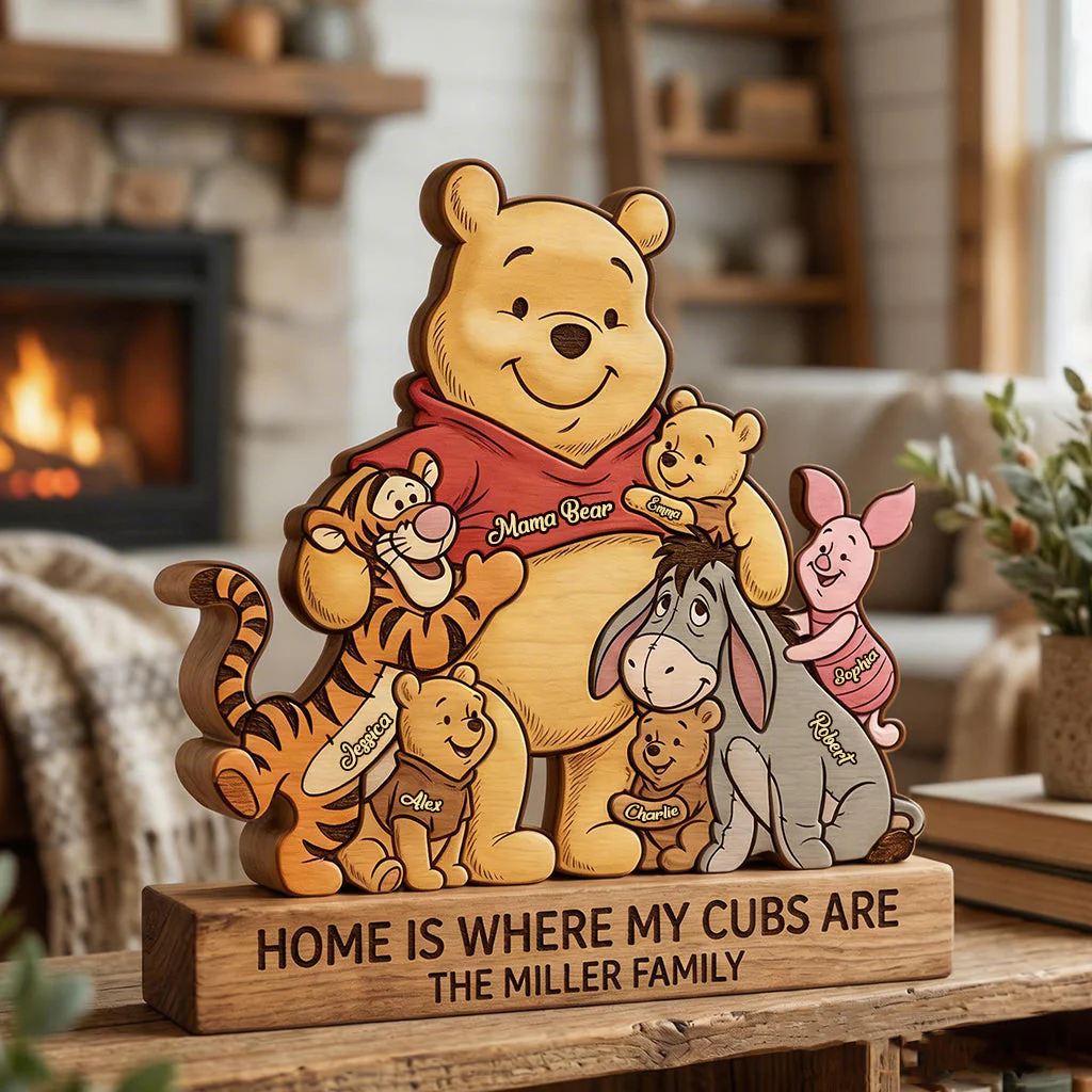 DSNY Honey Bear Home Is Where My Cubs Are - Personalized Wooden Plaque - Gift For Mom, Movie Fans NL122