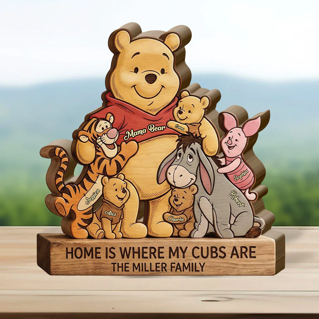 DSNY Honey Bear Home Is Where My Cubs Are - Personalized Wooden Plaque - Gift For Mom, Movie Fans NL122 - Image 3