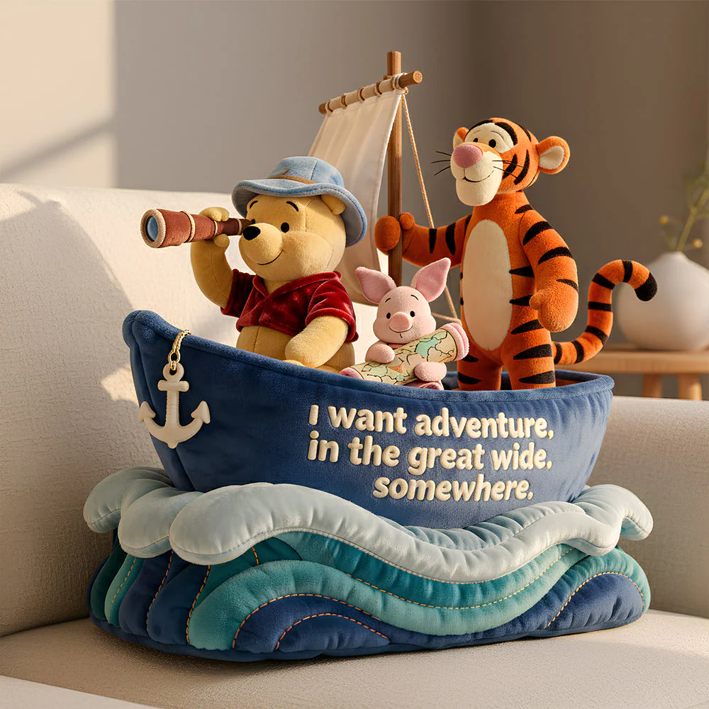 DSNY Honey Bear I Want Adventure In The Great Wide - Personalized Custom Shaped Pillow - Gift For Kids, Friends HH01 - Image 3