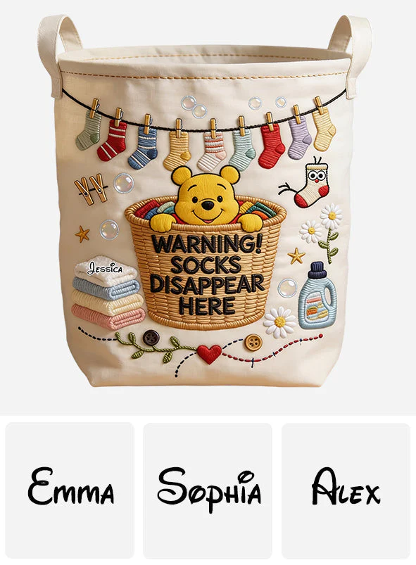 DSNY Honey Bear Socks Disappear Here - Personalized Storage Basket - Gift For Family, Laundry Lovers - Image 7