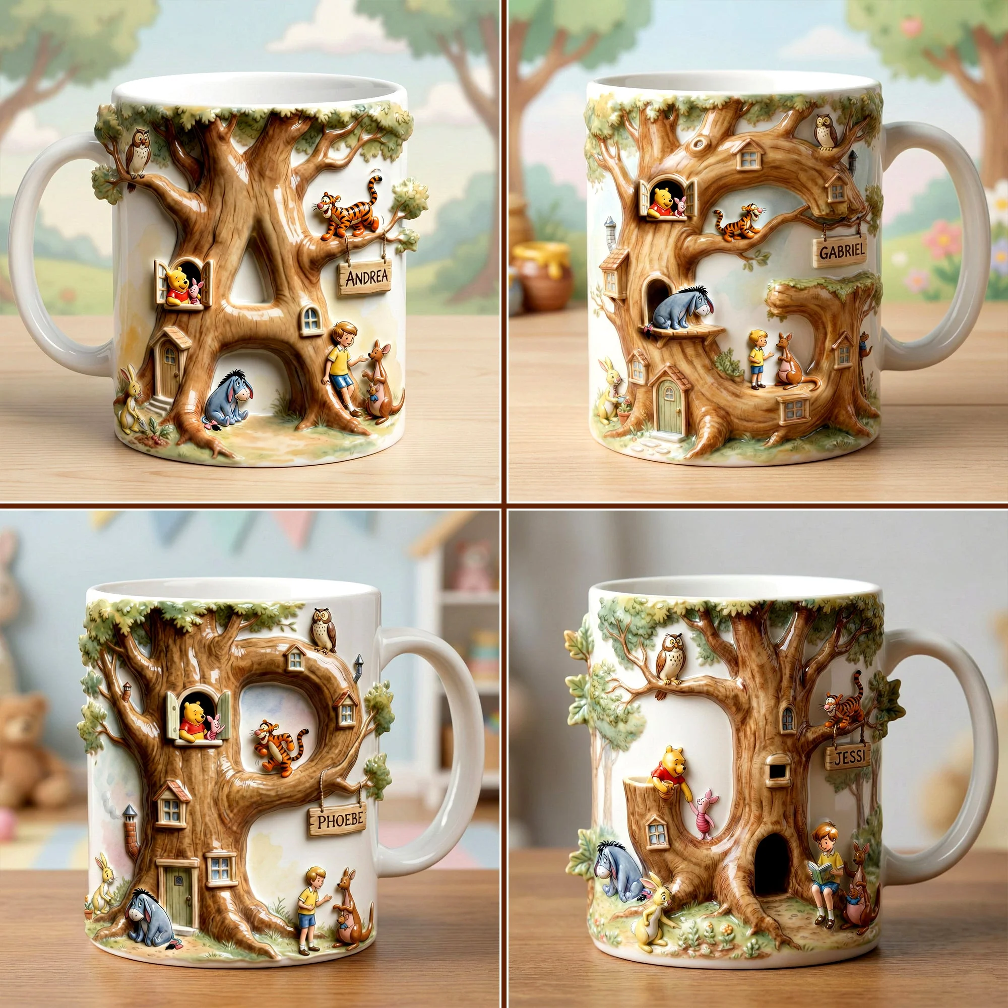 DSNY Honey Bear Tree Letter - Personalized White Edge-To-Edge Mug - Gift For Movie Fans NL122