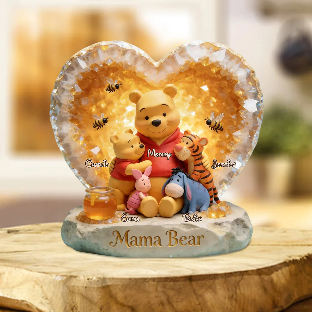 DSNY Honey Bear We Love Mama - Personalized Custom Shaped Plaque - Gift For Mom, Movie Fans