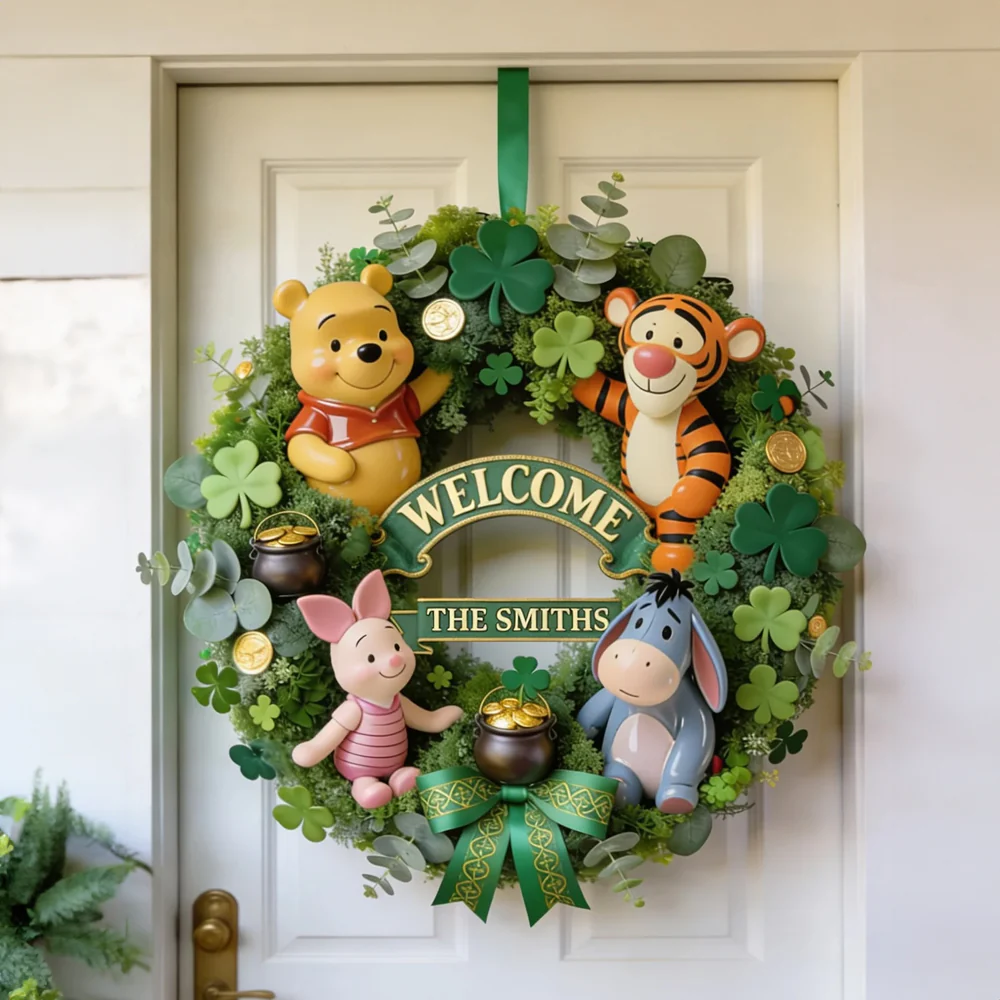 DSNY Honey Bear Welcome To Our Family - Personalized Custom Shaped Wood Sign - Gift For Family, St. Patrick's Day NL122