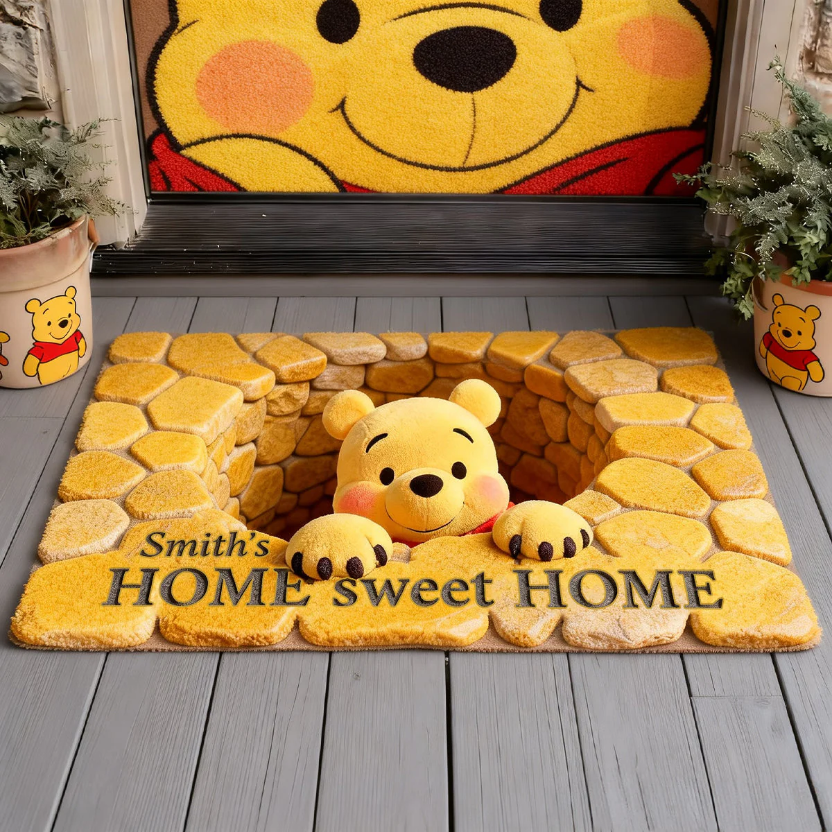 DSNY Honey Bear Welcome To Our Sweet Home - Personalized Doormat - Gift For Family, Movie Fans NL122