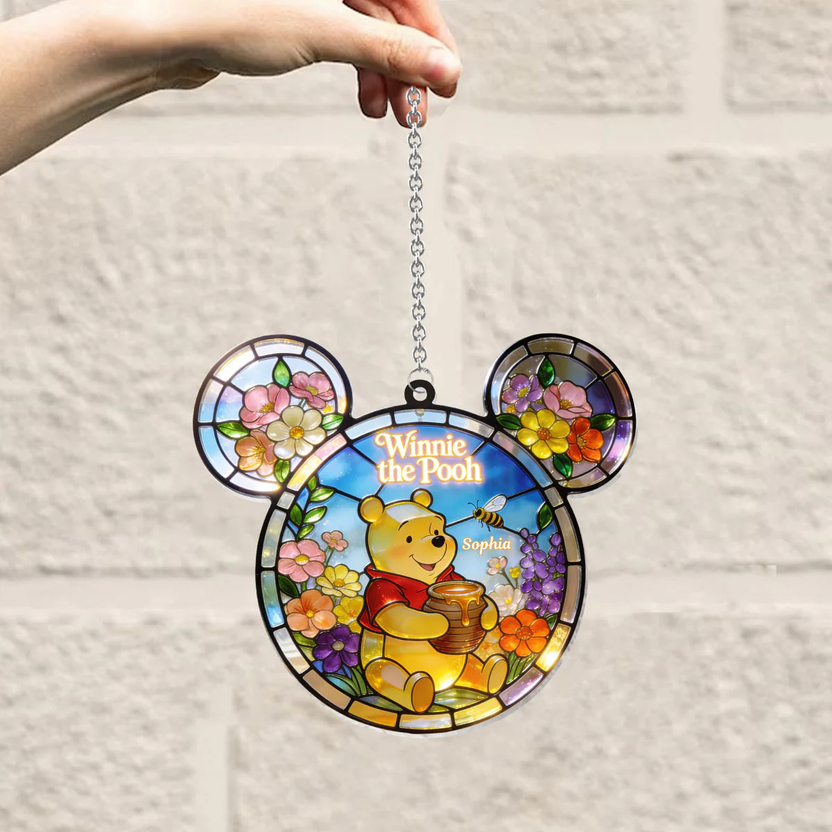 DSNY Honey Bear Wildflowers - Personalized Window Hanging Suncatcher Ornament HH01 - Image 3