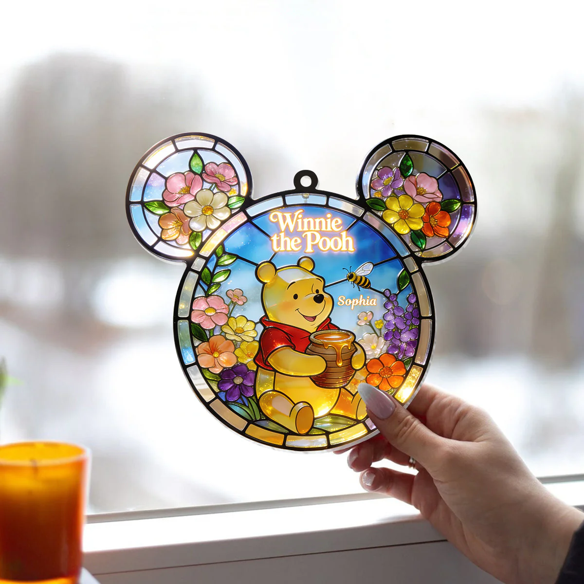 DSNY Honey Bear Wildflowers - Personalized Window Hanging Suncatcher Ornament HH01 - Image 4