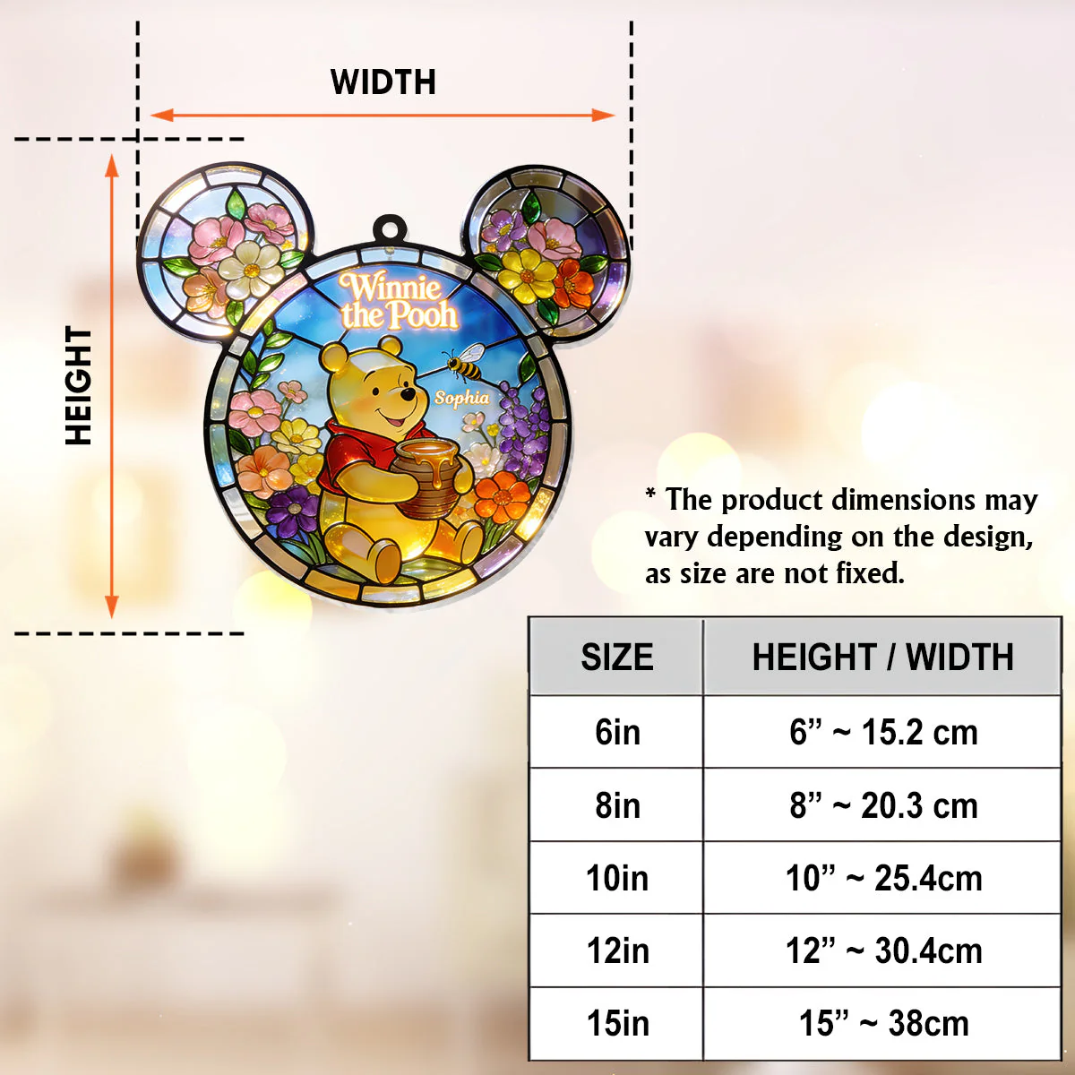 DSNY Honey Bear Wildflowers - Personalized Window Hanging Suncatcher Ornament HH01 - Image 6