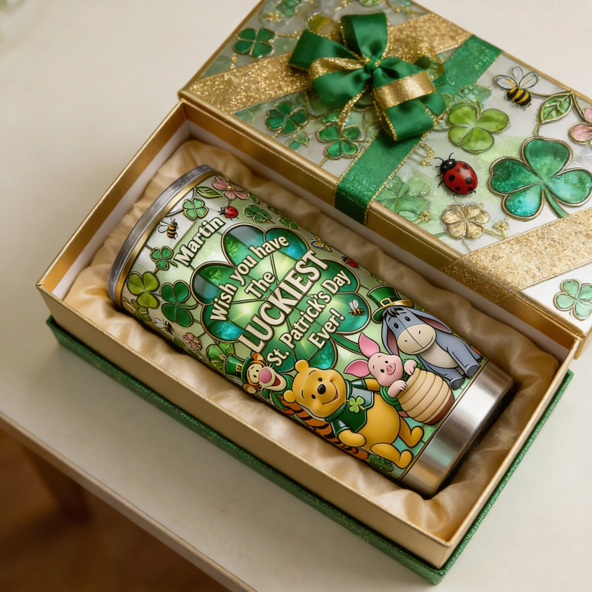 DSNY Honey Bear Wish You Have The Luckiest - Personalized Tumbler - Gift For Movie Fans, St. Patrick's Day NL122 - Image 4