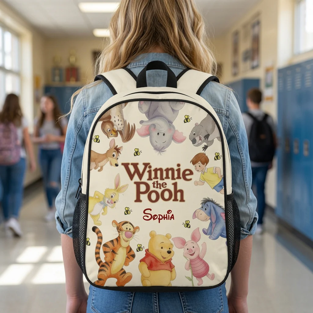 DSNY Honey Bear With Friends - Personalized Backpack, Lunch Bag, Pencil Case & Water Bottle - Back to School Gift HH01 - Image 2